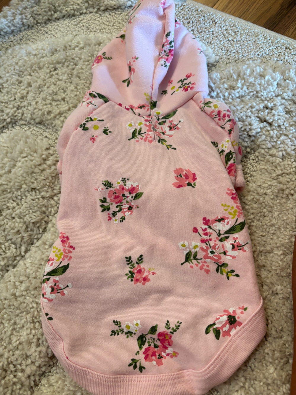 Blueberry Floral Pink Dog Hoodie - Cute Pet Sweatshirt Medium EUC